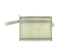 Whakano Estuche transparente con cremallera de doble capa, estuche de malla de nailon, bolsa de papelería portátil, estuche unisex, para escuela y oficina, estudiantes, Pasta de frijol, 18 x 23 cm