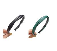 Whakano Paquete de 2 diademas de cuero, diadema trenzada de dos hebras para mujer, diadema elástica antideslizante, diademas con dientes, finas, accesorios para el cabello para mujeres y niñas