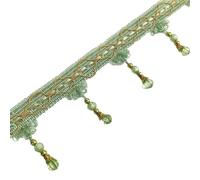 Whakano Ribete de flecos de 3 m con perlas de 7 cm de ancho, se vende por metros, borla para manualidades, ribete, cinta decorativa, cinta para manualidades, costura, ropa, cortinas, bufandas,