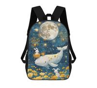 Whale And Bunny Night Sky Mochila Escolar Grande Para Niños Para El Campus, Actividades Al Aire Libre, Viajes Y Deportes 17inch