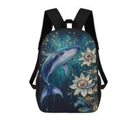 Whale And Flowers Ocean Art Mochila Escolar Infantil Impresa En 3D Para Niños, Mochila De Viaje De Alta Capacidad, Mochilas Para Libros De 17 Pulgadas Para Niños