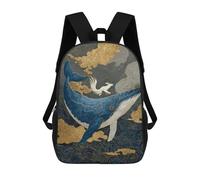Whale And Rabbit in Clouds Mochilas Infantiles Impresas En 3D De 17 Pulgadas. Mochila Escolar Informal Impresa En 3D Para Niños De Primaria Y Secundaria.