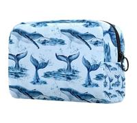 Whale and Tail from Ocean - Bolsa de cosméticos para mujer, neceser de viaje, bolsa organizadora de maquillaje grande con cremallera, multicolor, 18.5x7.5x13cm/7.3x3x5.1in, Neceser