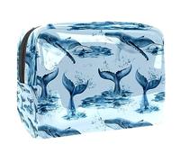 Whale and Tail from Ocean - Neceser para mujer, neceser de viaje, bolsa grande de PVC para maquillaje, práctica bolsa organizadora con cremallera, multicolor, 18.5x7.5x13cm/7.3x3x5.1in, Neceser