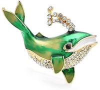 Whale Brooches for Women Men Rhinestone Blowing Water Whale Sea Fish Party Brooch Pin Gifts brooches for Women