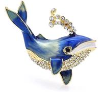 Whale Brooches for Women Men Rhinestone Blowing Water Whale Sea Fish Party Brooch Pin Gifts brooches for Women