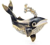Whale Brooches for Women Men Rhinestone Blowing Water Whale Sea Fish Party Brooch Pin Gifts brooches for Women