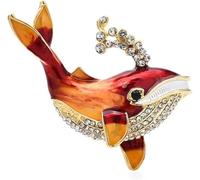 Whale Brooches for Women Men Rhinestone Blowing Water Whale Sea Fish Party Brooch Pin Gifts brooches for Women