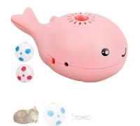 Whale Floating Ball Cat Toy, Interactive Cat Floating Ball Toy with Built-in Fan, Electric Moving Soccer for Indoor Cats Play Football Game (Pink)
