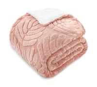 Whale Flotilla Manta Sherpa de Polar para Sofá, Reversible, Ligera y Ultra Suave, Manta de Cama de Felpa Cálida con Patrón Jacquard Decorativo, 230 x 270 cm, Rosa