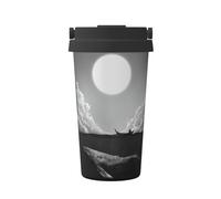 Whale Full Moon - Taza abierta con un solo botón, protección del medio ambiente y salud, acero inoxidable, portátil, conservación del calor y conservación del frío, se utiliza para viajar con tazas