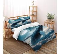 Whale in Clouds Funda De Edredón 3 Piezas con Impresión En 3D Dreamy Sea Creature con 2 Fundas De Almohada Double(200x200cm) Microfibra Ropa De Cama para Adultos Y Niñas