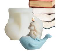 Whale - Molde para velas de animales marinos para niñas, hecho a mano, molde de silicona, artesanía de arcilla, decoración de artesanías, herramienta de de jabón para tartas de chocolate, fondant
