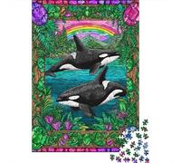 Whale Rainbow Garden Art Print Rompecabezas Imposible,desafío for Adults Juego Educativo 1000 Piezas Obra De Arte De Juego De para Adultos Y Niños 52x38cm/1000pcs