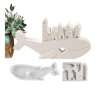 Whale Silicone Molds For Resin - Whale Pulling House Gypsum Plaster Mould | Epoxy Casting Moulds Gypsum Making Molds | Craft Supplies Plaster Mold, Silicona, Whales 20,6 cm / House 9 cm