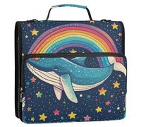 Whale Star - Carpeta organizadora de 3 anillos con cremallera y asa para el hombro, capacidad para 500 hojas, bolsa organizadora de almacenamiento con múltiples bolsillos para la escuela y la oficina
