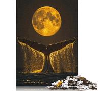 Whale Tail and Full Moon Puzzles Imposible,desafío for Adults Juego Educativo 1000 Piezas Obra De Arte De Juego De para Adultos Y Niños A Partir De 12 Años 1000pcs (40x28cm)