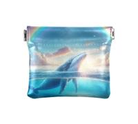 Whale Under The Rainbow - Monedero de piel sintética con bolsillo para monedas, para mujeres, niñas y hombres