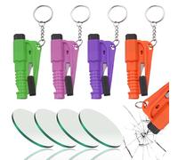WhaleO 4 Piezas Corta Cinturones Rompe Cristales, con Pieza de Vidrio de Prueba, Dispositivo de Seguridad para Emergencias Indispensable en Su Coche Que Incluye Silbato para Pedir Ayuda a Distancia
