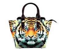 Whales at sea - Bolso de hombro con asa superior para mujer, con remaches, tamaño mediano, Little Fat Tiger Head, One Size