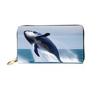 Whales At Sea - Cartera larga con cremallera para mujer, 7.48 x 4.13 pulgadas, viene con ranuras para tarjetas de crédito en el interior, ligera y duradera., Negro -, Talla única, Moderno