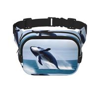 Whales at Sea Fitness - Bolsa de hombro de viaje, moderna e informal, riñonera cuadrada de doble capa, color negro, talla única, Negro, One Size