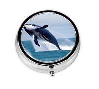 Whales at Seaa - Caja de medicina pequeña de tres compartimentos que se puede colocar en tu bolsillo o bolso y puede almacenar vitaminas.