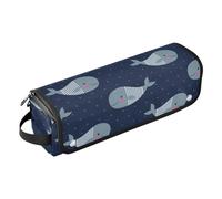 Whales on Dark Blue Polka Dot Hair Styling Tool Bag Bag with Heat Resistant Mat, Portable Hair Tool Organizer Bag for Curling Iron,Straighteners, Brushes,Clipsand Hair Ties