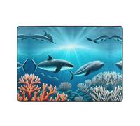 Whales Under The Sea - Alfombra de franela de 80 x 58 pulgadas, resistente a las manchas, decoración del hogar, dormitorio, oficina