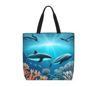 Whales under the sea - Bolsas de mano casuales para mujer, reutilizables, bolsas de hombro multifunción, bolsas de compras de gran capacidad