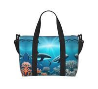 Whales under the sea - Bolso bandolera de mano para mujer, bolso de mano informal con cremallera, adecuado para el trabajo, viajes, fitness, viajes, color negro, talla única