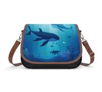 Whales Under The Sea - Bolso bandolera de piel para mujer, correa de hombro extraíble ajustable, bolsas manos libres