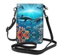 Whales under the Sea - Bolso cruzado de piel ligera para mujer, bolso de hombro para teléfono celular, bolsa de viaje con ranuras para tarjetas de crédito,