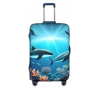 Whales Under The Sea - Funda para equipaje lavable, resistente a los arañazos, para equipaje de 18 a 32 pulgadas, Blanco, XL