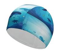 Whales Under The Sea - Gorro de natación para adulto, tejido elástico, cómodo gorro de baño para cabello largo y corto