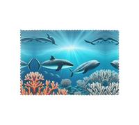 Whales Under The Sea - Juego de manteles individuales aislados de 6 piezas, aptos para cocinas, comedores, fiestas, 30,5 x 45,7 cm