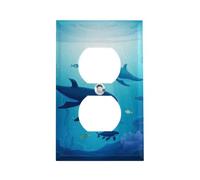Whales Under The Sea Outlet Cover - Placa de pared estándar estadounidense con tornillos, acero inoxidable resistente al calor y a los impactos, cubierta de enchufe dúplex de 1 banda para decoración