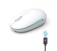 Whalices 52 Ratón inalámbrico recargable portátil - Bluetooth + 2.4G Ratones de computadora con clic silencioso y 4000 DPI, para portátil/PC/MacBook/MacBook Air/iPad Pro/Air/Surface Pro/Tablet
