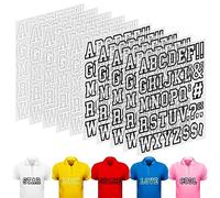 Whaline 10 hojas de 470 letras para planchar de 2 pulgadas, color blanco y negro, calcomanías de vinilo de transferencia de calor para camisetas, camisetas deportivas, impresión de eslogan, bricolaje,