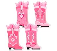 Whaline 16 bolsas de regalo de papel de vaquera con asa, botas de vaquero rosas, bolsas de recuerdo de fiesta occidental, bolsas de golosinas del salvaje oeste con papel de seda para la última