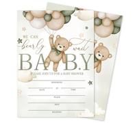Whaline 25 juegos de invitaciones para baby shower con sobres, calcomanías de oso verde, bonitas invitaciones en blanco para revelación de género, fiesta de cumpleaños, 5 x 7 pulgadas