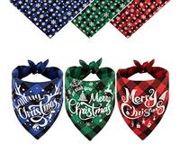 Whaline 3 pañuelos de Navidad para perro, bufanda de búfalo a cuadros para mascotas, baberos triangulares clásicos, accesorios de decoración de disfraces para mascotas, lavable para fiestas de Navidad