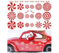 Whaline 30 imanes reflectantes de Navidad para automóvil, guirnalda de dulces rojos y blancos, calcomanías magnéticas para coche, calcomanías magnéticas para cochera, calcomanías magnéticas para