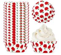 Whaline 300 forros para magdalenas de manzanas, otoño, Acción de Gracias, manzanas, para hornear, magdalenas, cosecha, frutos rojos, envoltorios para cupcakes, para fiestas de otoño, cumpleaños, baby