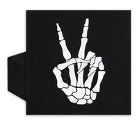 Whaline 50 servilletas de papel desechables de Bad Two The Bone para el segundo cumpleaños, color negro y blanco, esqueleto, servilletas de cena para fiesta de Halloween