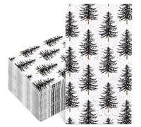 Whaline 50 servilletas desechables para invitados de Navidad, color negro, para cena, servilletas de papel para fiestas de invierno, suministros de baño