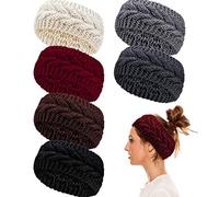 Whaline 6 Pieces Twist Knitted Headbands Winter Ear Warmers, Crocheted Turban Head Wraps Elastic Hair Band Accessories, Hair Scrunchies Scarves for Women Girls (Autumn&Winter Colors)