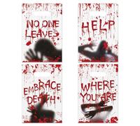 Whaline 60 bolsas de regalo de fiesta de Halloween, bolsas de regalo de plástico de fantasma sangriento, bolsas de regalo de palabras aterradoras, bolsas de dulces para Halloween, temática de terror,