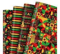 Whaline 8 hojas de papel de regalo del mes de la historia negra, no enrollado, papel de regalo afroamericano de Juneteenth plegado plano para manualidades, celebración de vacaciones de Kwanzaa, 19.7 x