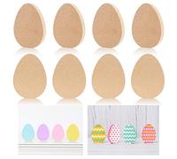 Whaline 8 piezas de recortes de madera de huevo de Pascua sin terminar en forma de huevo de Pascua carteles de madera etiquetas artesanales de huevo de Pascua rebanada de madera ornamento para Pascua primavera decoración del hogar aula de arte de bricolaje suministros de fiesta